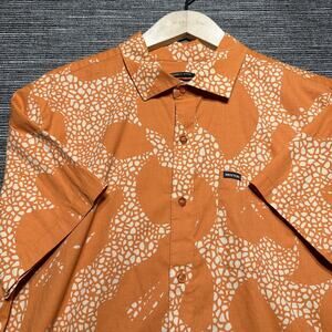 Brixton Shirt Men's Large Orange Short Sleeve Button Up Standard Skate Surf